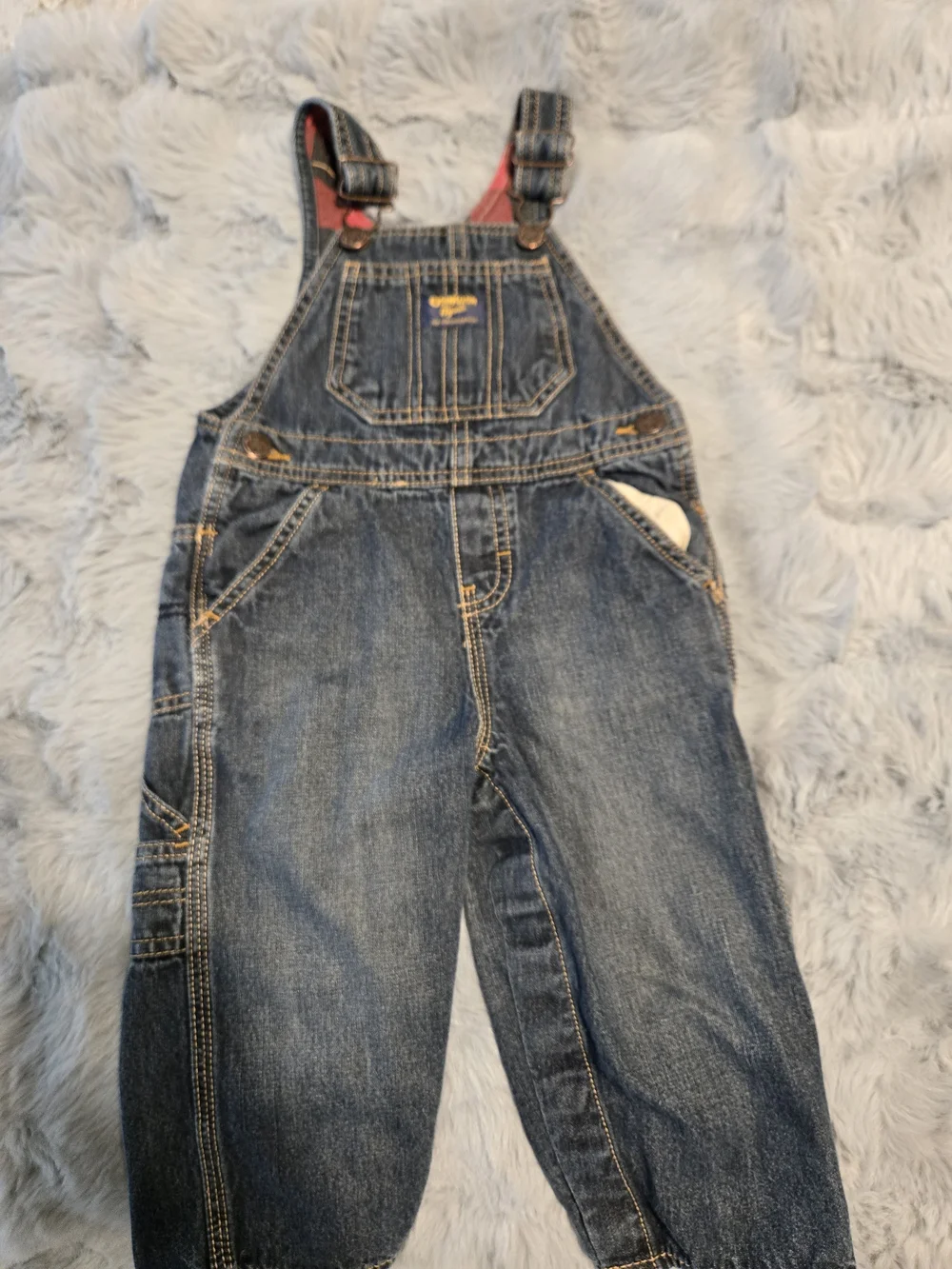 OshKosh B'gosh Flannel Lined Denim Carpenter Overalls 18M